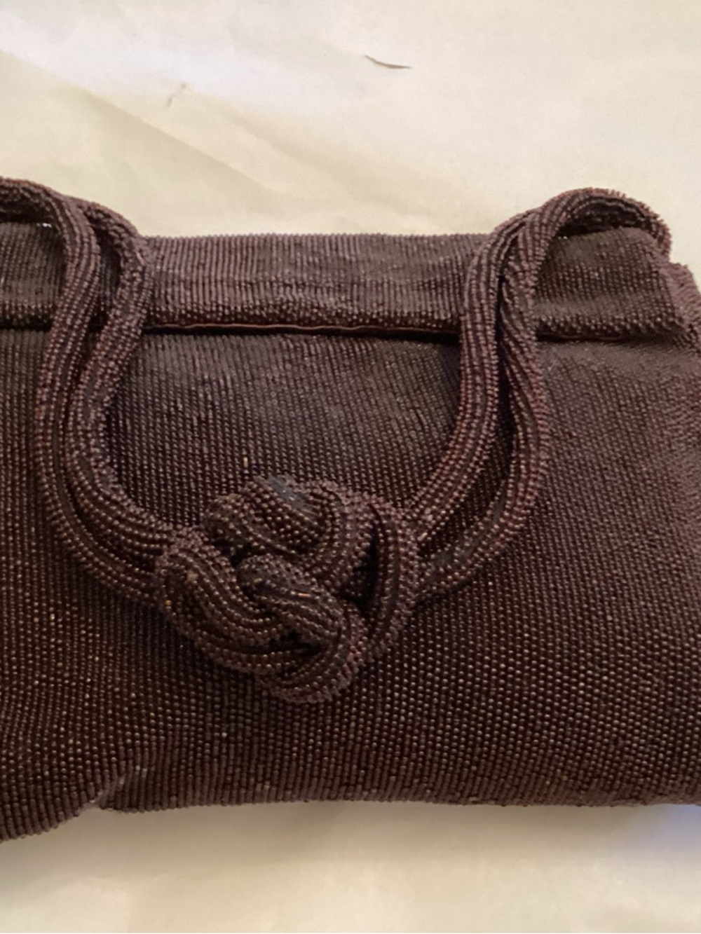 Vintage Artbag  Beaded Elegant Brown Knot-Handle Women's Shoulder Bag